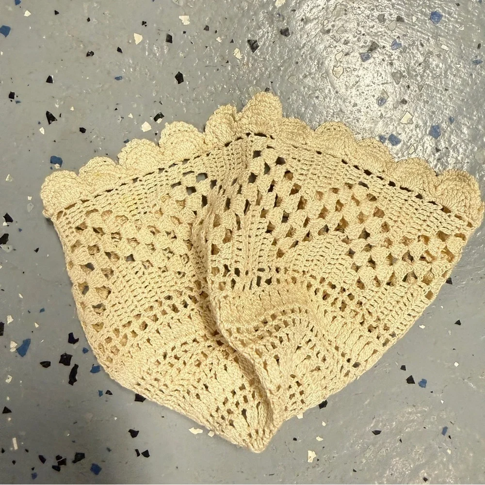 Cream Crochet Baby Bonnet